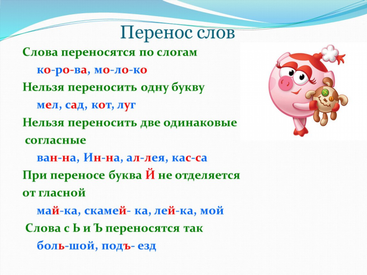 Перенос слова объявление по слогам